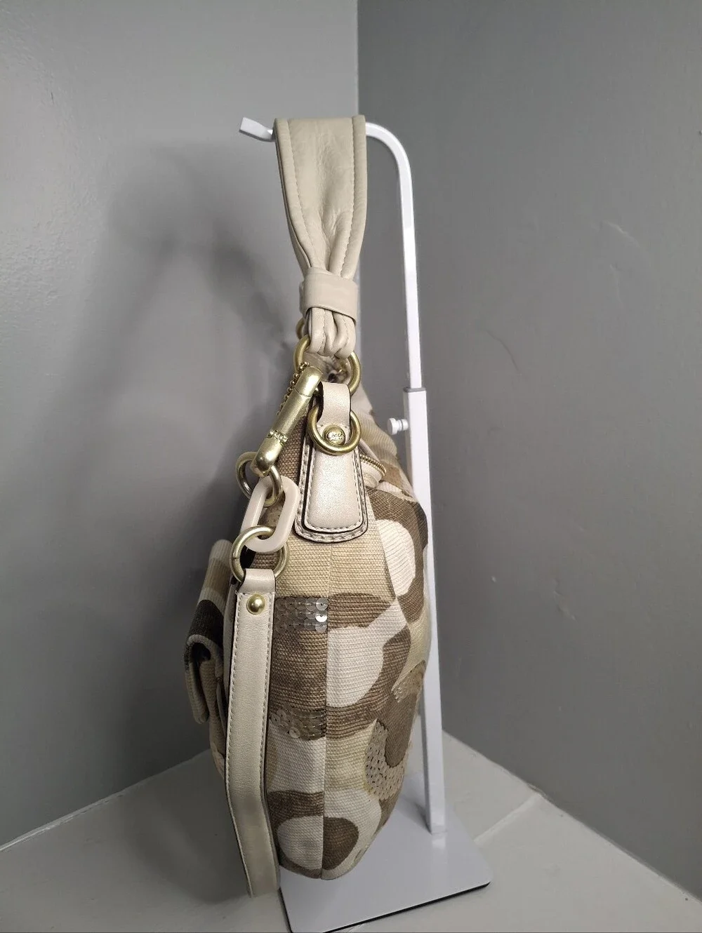 Coach Kristin Sequin Op Art Convertible Hobo Crossbody Bag EUC